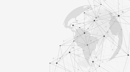 Global network connection concept. Big data visualization. Social network communication in the global computer networks. Internet technology. Business. Science. Vector illustration