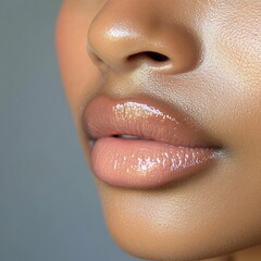 lipstick peach gloss closeup lips makeup beauty