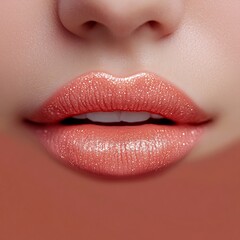 lipstick peach gloss closeup lips makeup beauty