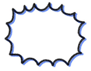 ポップな手描きの青色フレームイラスト素材・クレヨン風
