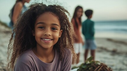 People cleaning beach together for environment