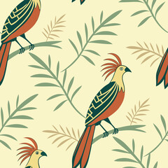 Seamless Floral Bird Pattern Nature Inspired Design Background 