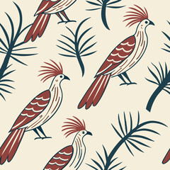 Seamless Floral Bird Pattern Nature Inspired Design Background 