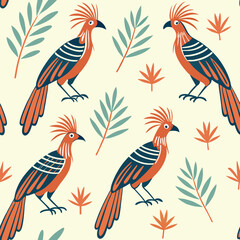 Seamless Floral Bird Pattern Nature Inspired Design Background 