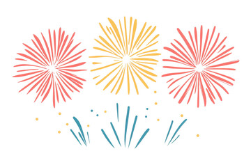 Obraz premium Colorful Fireworks Burst Over Dark Background Celebrating Festival and Holiday Events with Illuminating Sparks and Bright Display of Light Effects