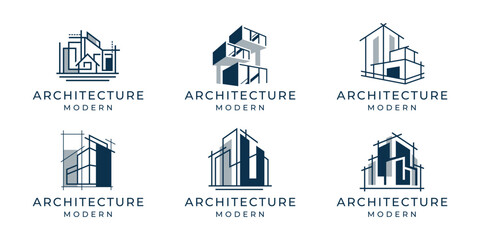 architect building logo collection vector illustration.