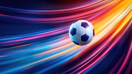 Naklejka premium Soccer ball and light trails