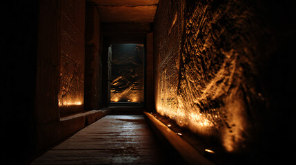 Mysterious antediluvian egyptian tomb transition