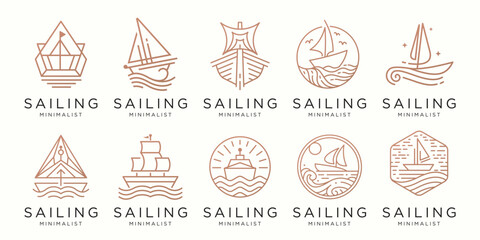 set of minimalist abstract line sailing logo design inspiration.