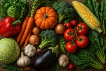 Colorful fresh organic vegetables assortment.