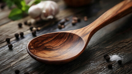 Cooking utensil made from teak wood, designed as a wooden spatula