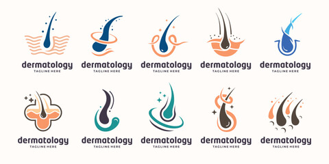 collection of hair treatment dermatology logo template icon vector illustration.