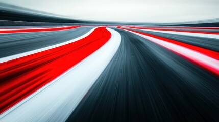 Red and white lines on racing track abstract motion blur
