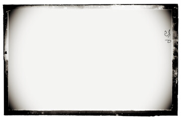 Antique photo film frame of a middle format camera with transparent background and vignetting (png...