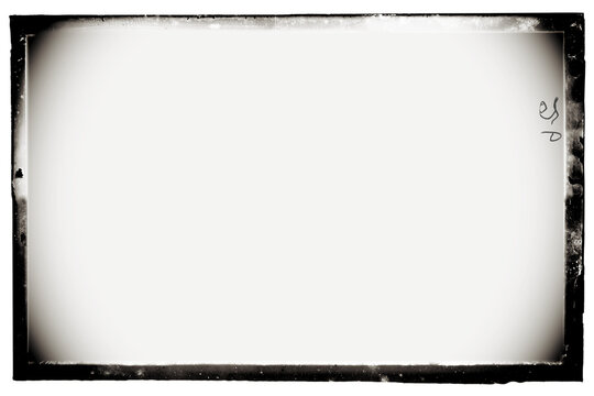 Antique photo film frame of a middle format camera with transparent background and vignetting (png image). Useful for design frame templates
