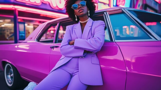  Chic influencer in vibrant urban setting embodies modern digital nomad lifestyle and personal branding essence