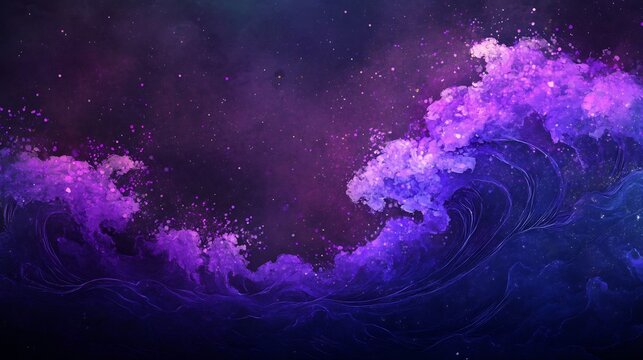particles wave purple neon abstract particles forming a wave on purple neon background - Powered by Adobe
