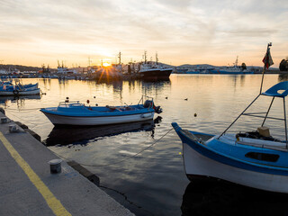 Fototapeta premium Sunset view of the port of Sozopol, Bulgaria