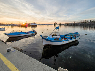 Fototapeta premium Sunset view of the port of Sozopol, Bulgaria