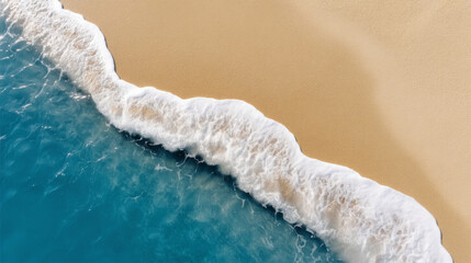 Aerial view of plastic free beach for world oceans day celebration