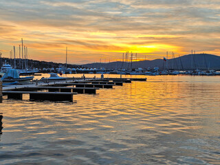 Fototapeta premium Sunset view of the port of Sozopol, Bulgaria