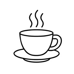 Coffee cup steaming in a simple outline style  