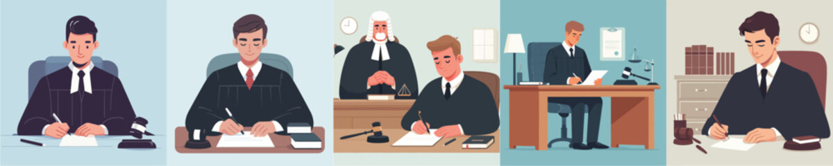 vector set of judges writing