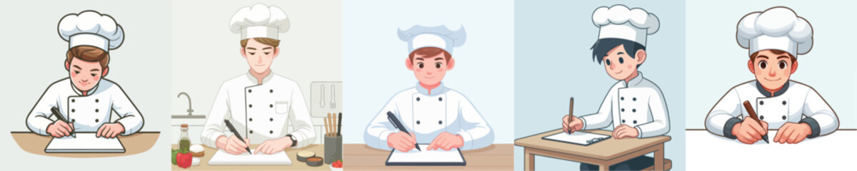 vector set of chef writing