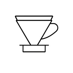 Coffee Dripper Icon in Minimalist Style, Black and White Design  