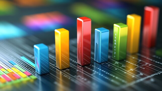 Colorful 3 d bar graph showing growth
