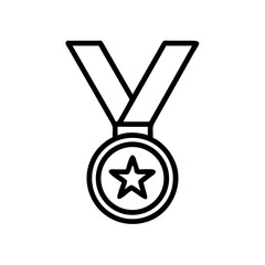Medal of achievement with star on a plain background