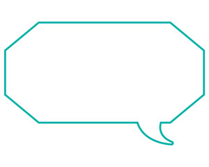 シンプルなカラー線の吹き出し　細長い八角形