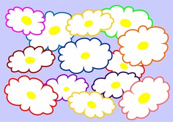 Abstract Background of Wildflowers, Watercolor Style, Light Blue Tones, Spring and Nature Theme with Copy Space