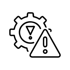 Warning symbols with gear and alert triangle