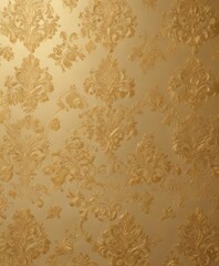 Subtle cream damask on gold background, luxurious embossed texture , rich, sophisticated