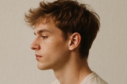 Contemplative young man profile