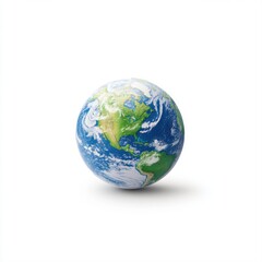 Fototapeta premium Vibrant Earth Globe Representation on White Background for Education and Travel