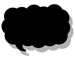 シンプルなカラーの吹き出し　細長い雲形