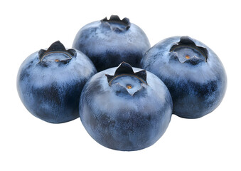 Obraz premium Isolated group of plump blueberries against dark backdrop shows fresh produce
