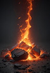 Fiery embers float, glowing intensely against a shadowy backdrop,  light,  whimsical