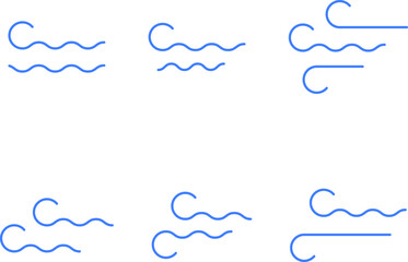 Wind stroke outline icon isolated on transparent background flat vector illustration. Air sign icon. Pixel perfect. Hand drawn Wind icon set. Blowing wind outline icons.