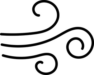 Wind stroke outline icon isolated on transparent background flat vector illustration. Air sign icon. Pixel perfect. Hand drawn Wind icon set. Blowing wind outline icons.