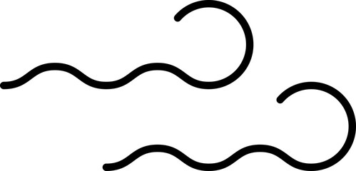 Wind stroke outline icon isolated on transparent background flat vector illustration. Air sign icon. Pixel perfect. Hand drawn Wind icon set. Blowing wind outline icons.