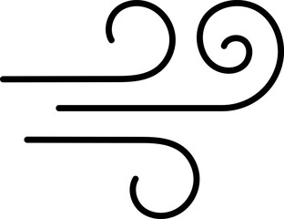 Wind stroke outline icon isolated on transparent background flat vector illustration. Air sign icon. Pixel perfect. Hand drawn Wind icon set. Blowing wind outline icons.