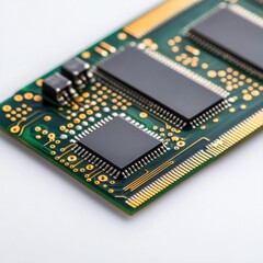 Detailed Close-Up of Electronic Circuit Board with Microchips and Components
