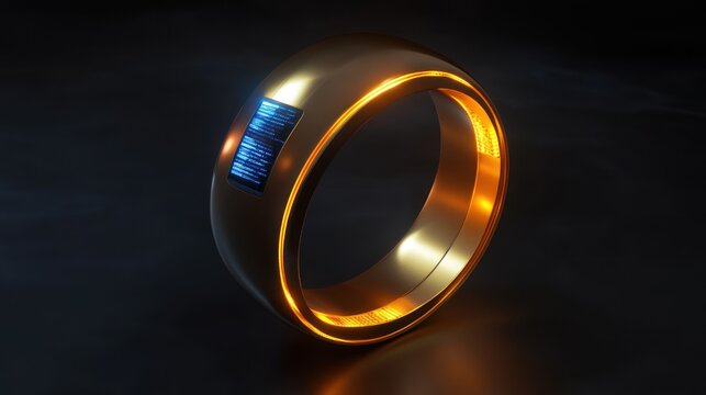 Golden smart ring futuristic technology