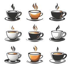 Obraz premium Coffee cup icons set. Coffee Tea cup symbol. Vector --v 6.1 --s 750 --raw