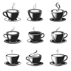 Coffee cup icons set. Coffee Tea cup symbol. Vector --v 6.1 --s 750 --raw