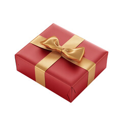 Obraz premium Red gift box with golden ribbon on a transparent background Concept of celebration, christmas, birthday, valentines day, and special occasions