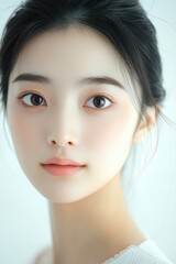 Fototapeta premium Young and beautiful model present skin care and beauty cosmetic product